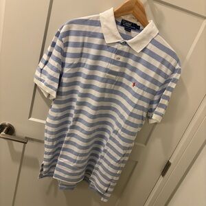 NWT Polo Ralph Lauren Classic Blue & White Striped Polo Shirt L
